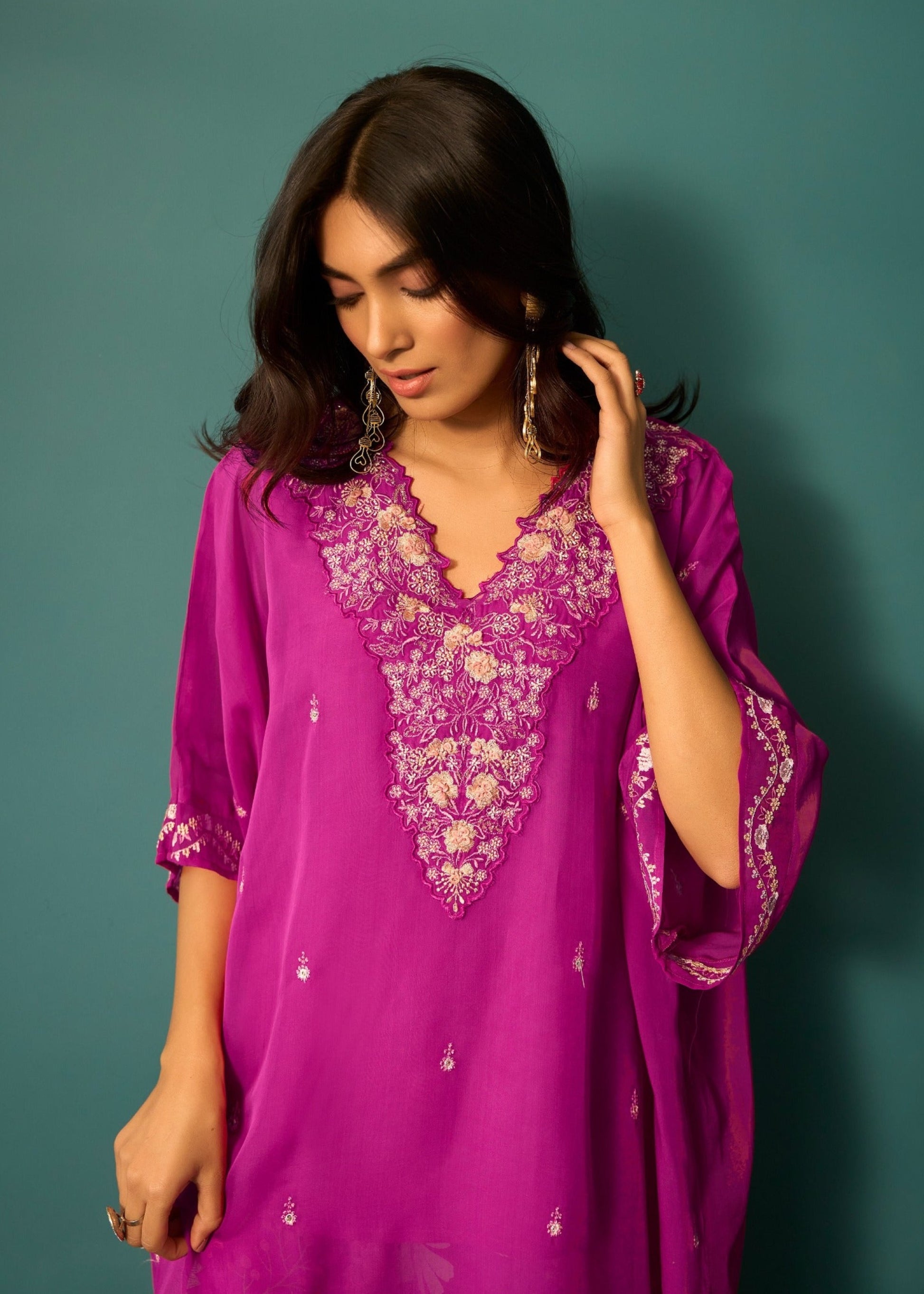Aster Grape Premium fusion wear Co-ord set- AL