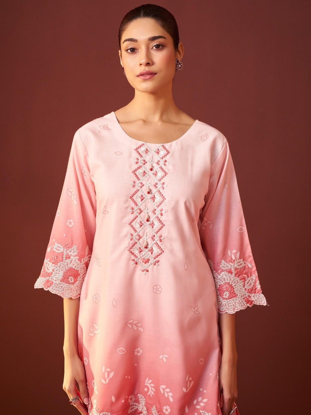 Irasalmon embroidery co-ord set-AL
