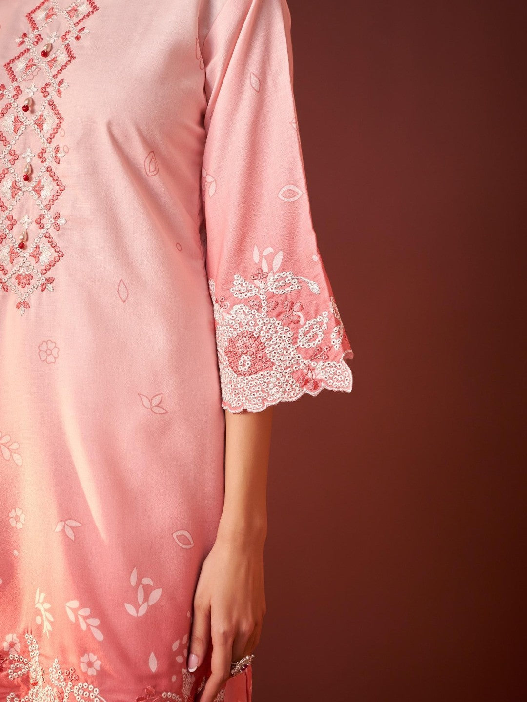 Irasalmon embroidery co-ord set-AL