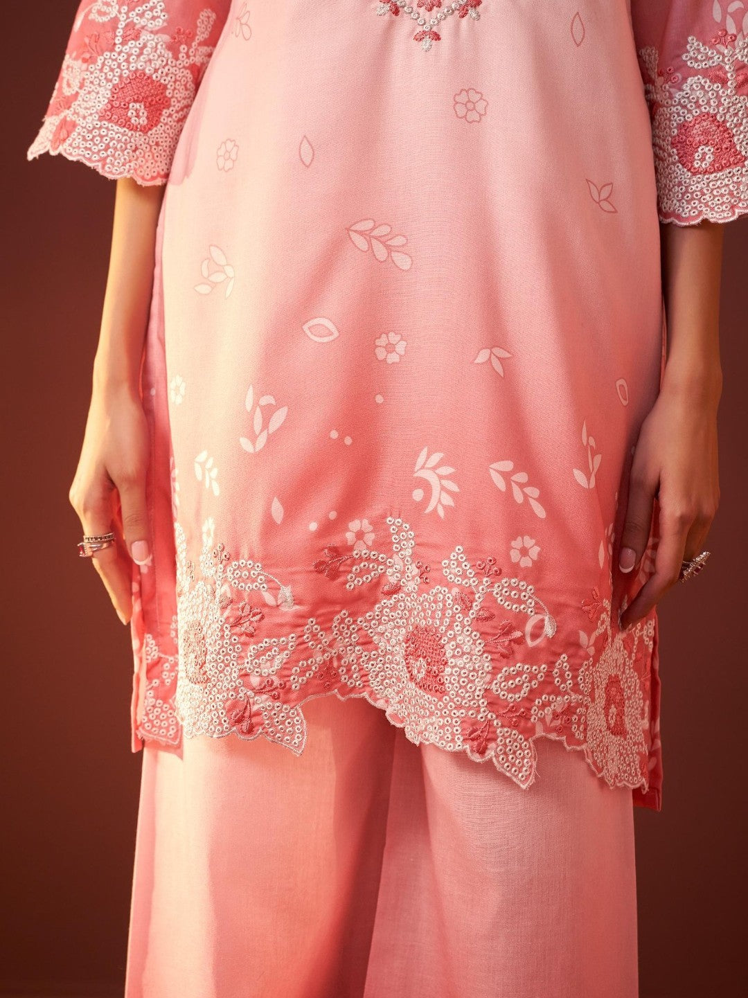Irasalmon embroidery co-ord set-AL