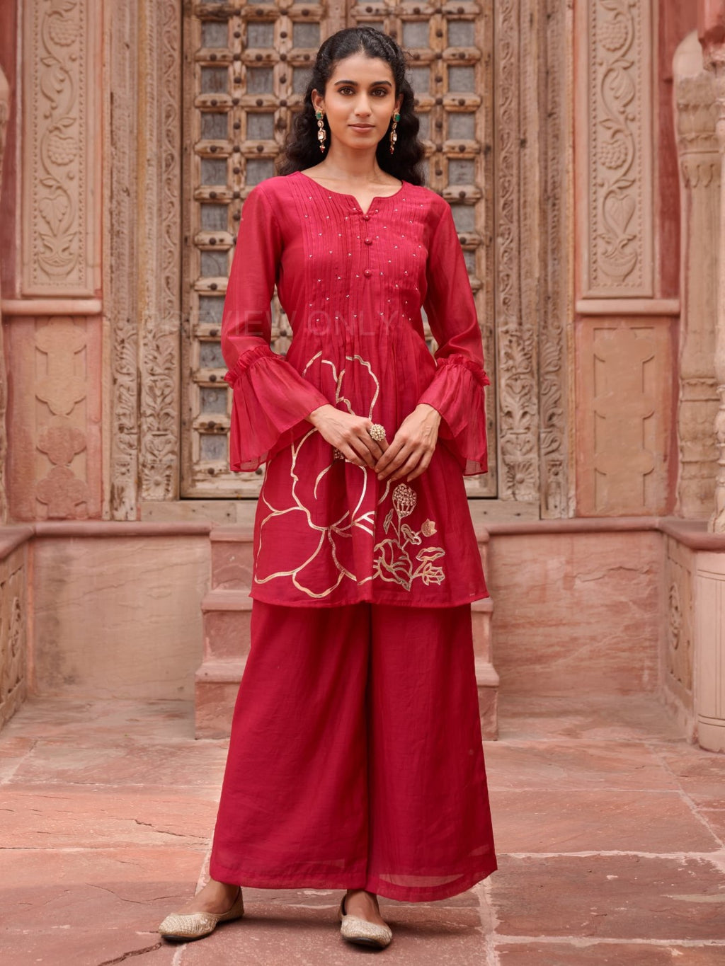 Gaurisha cardinal mul chanderi  embroidery premium suit set-AL