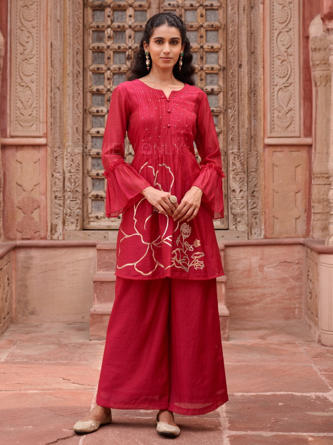 Gaurisha cardinal mul chanderi  embroidery premium suit set-AL