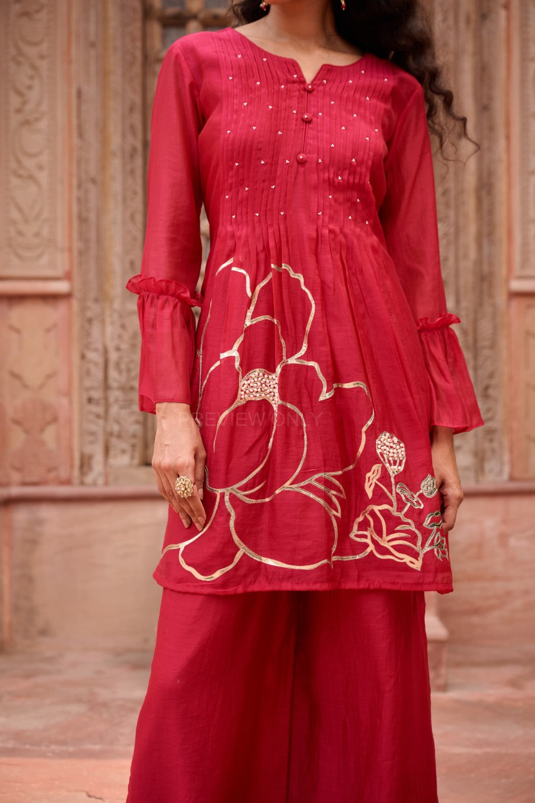 Gaurisha cardinal mul chanderi  embroidery premium suit set-AL