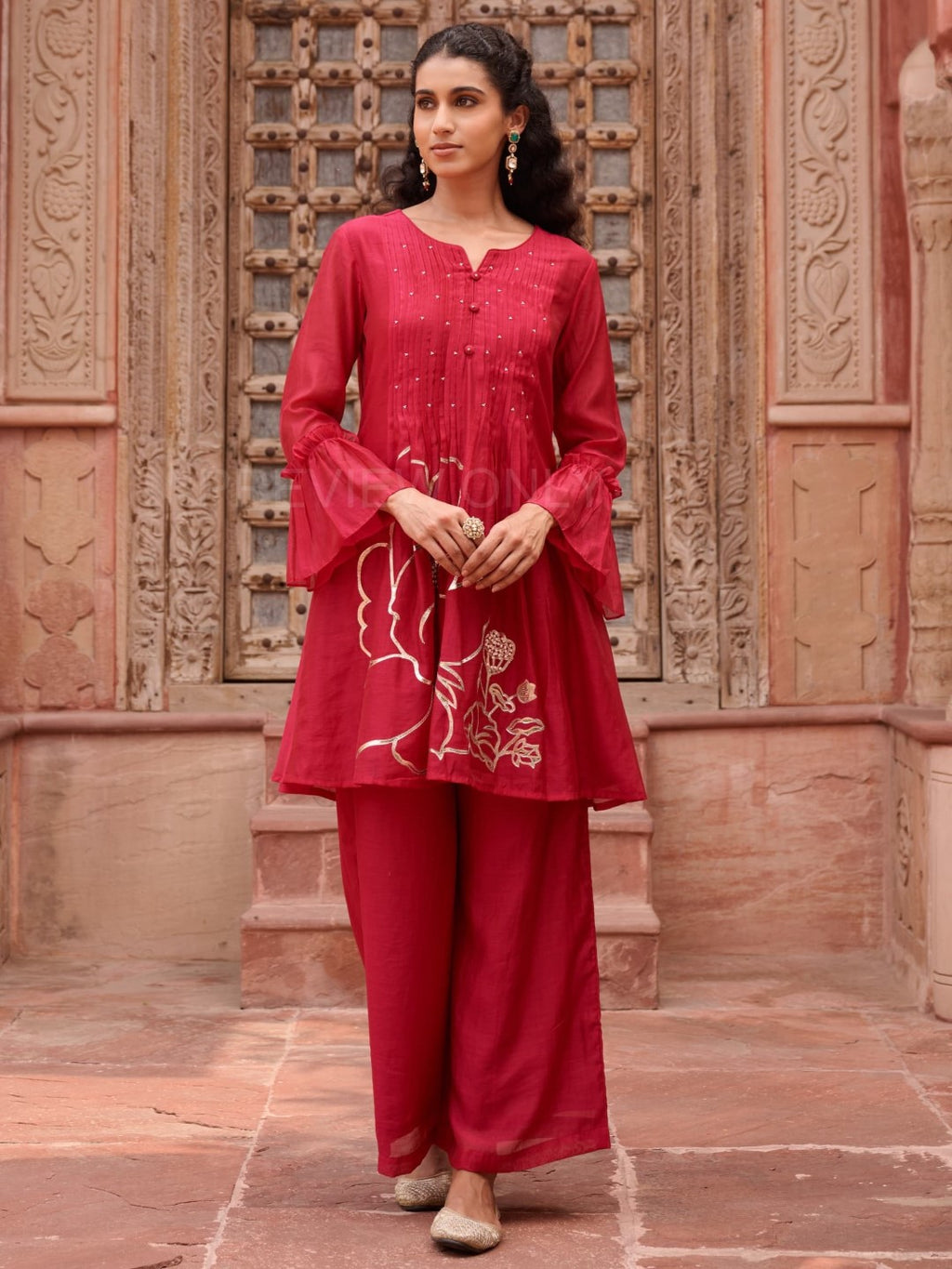 Gaurisha cardinal mul chanderi  embroidery premium suit set-AL