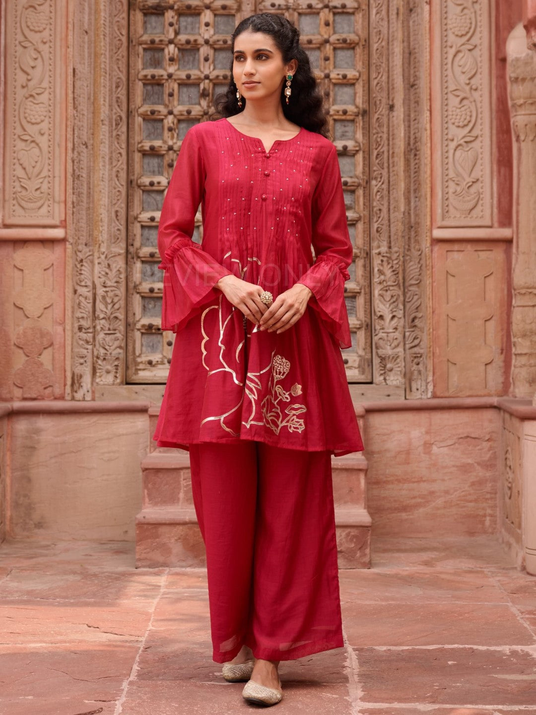 Gaurisha cardinal mul chanderi  embroidery premium suit set-AL