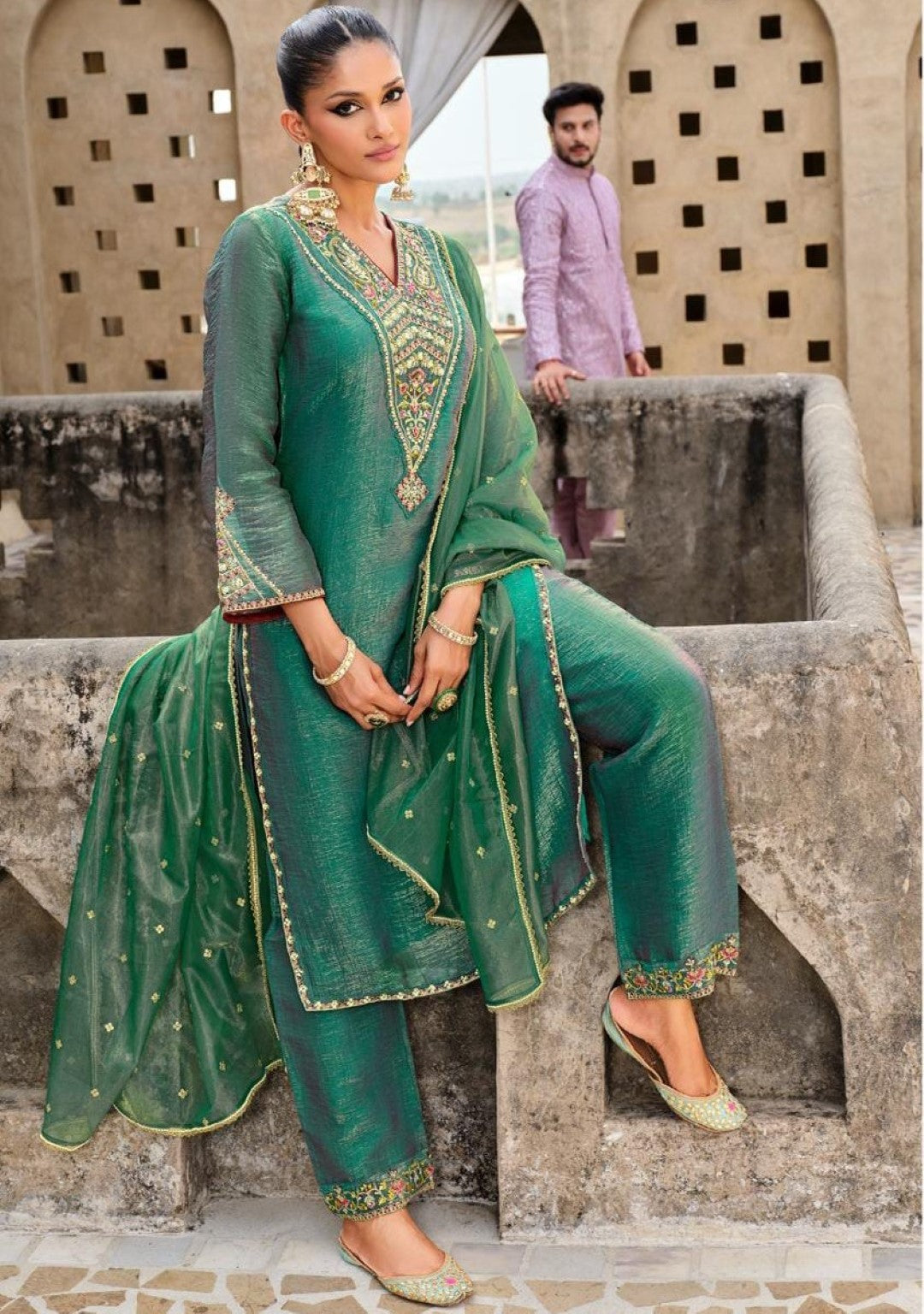 Gambhir Fern Full Work Suit Set-AL