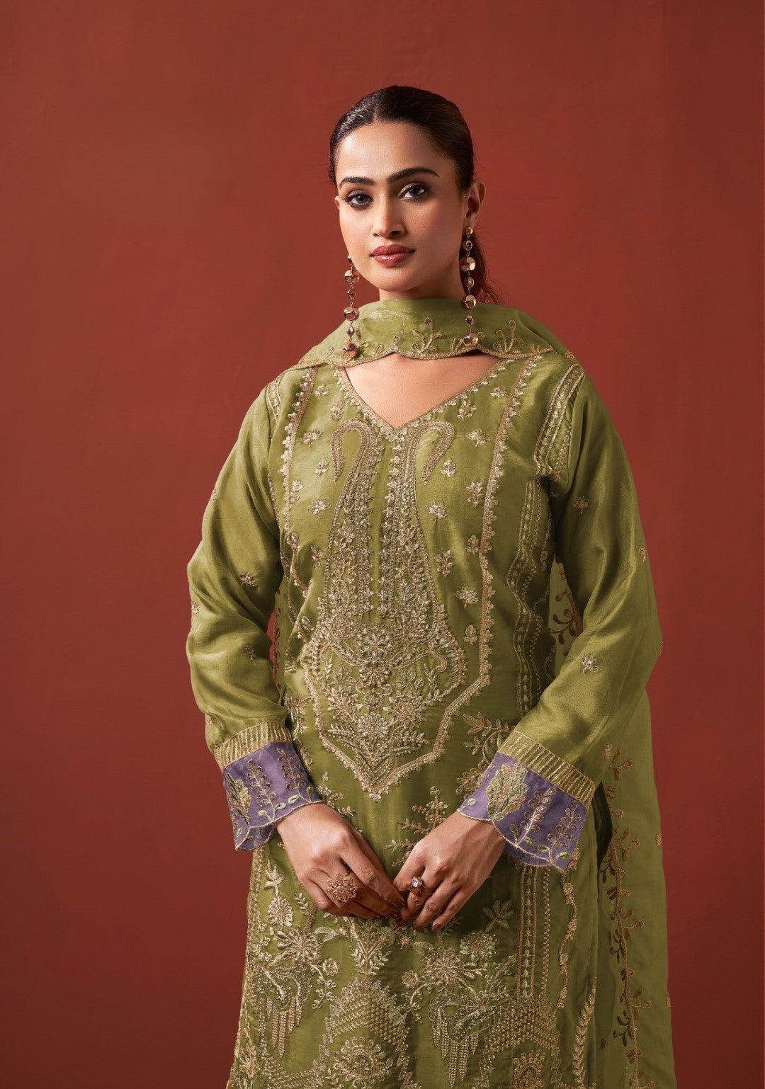 Shamsad forest Full Work lawn suit set
