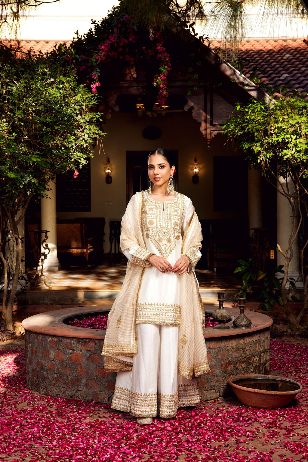 White Sharara Inayat Kurta Set of 3