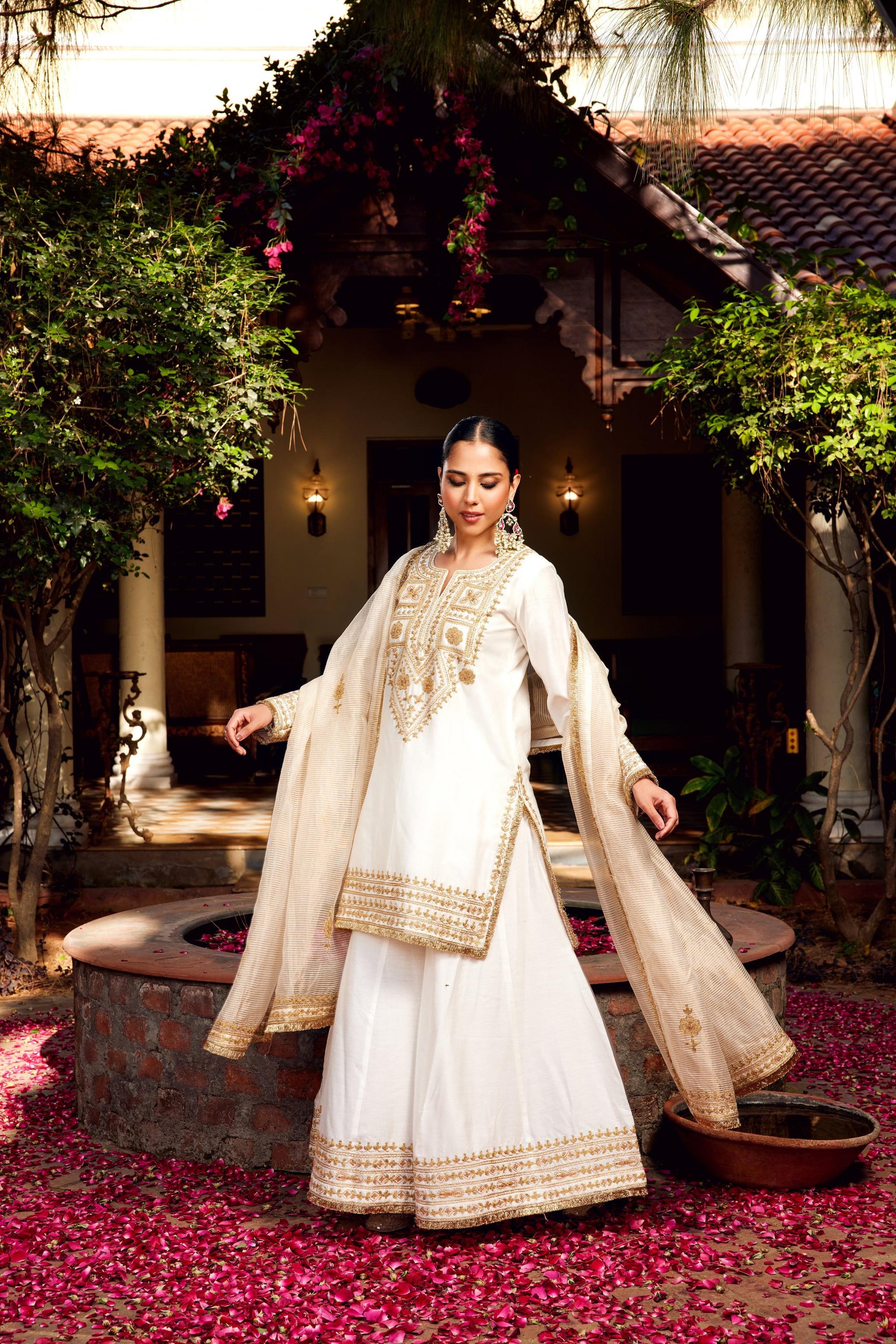 White Sharara Inayat Kurta Set of 3