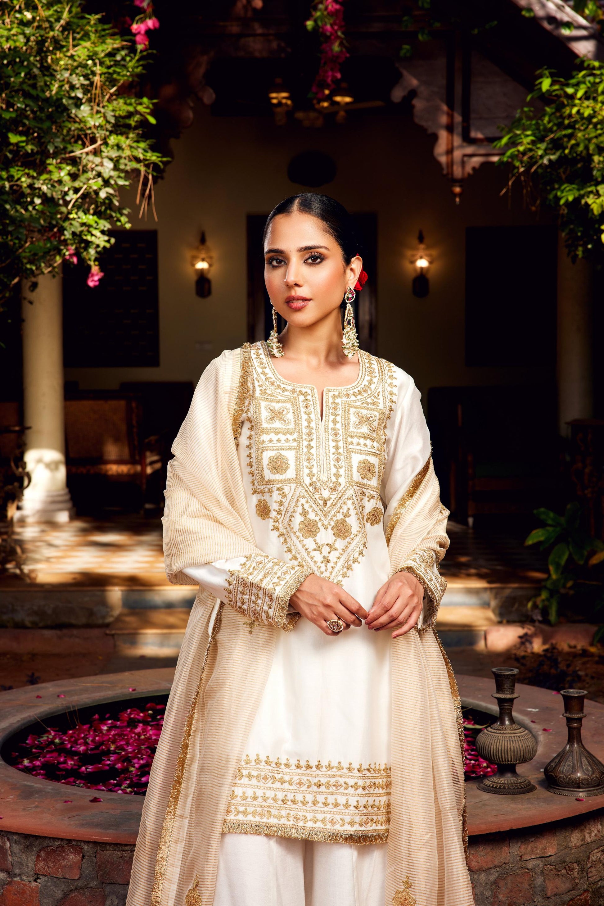 White Sharara Inayat Kurta Set of 3