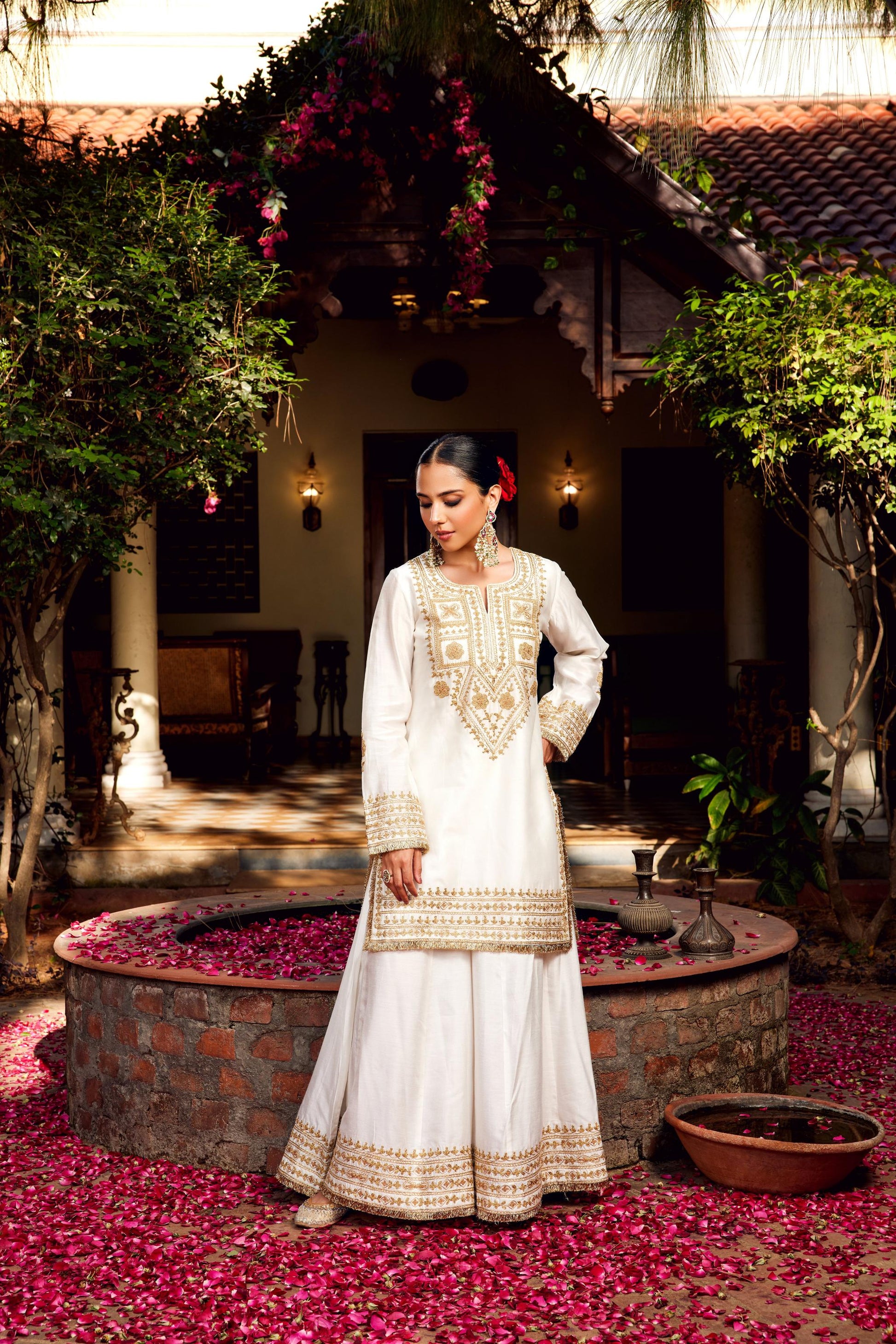 White Sharara Inayat Kurta Set of 3