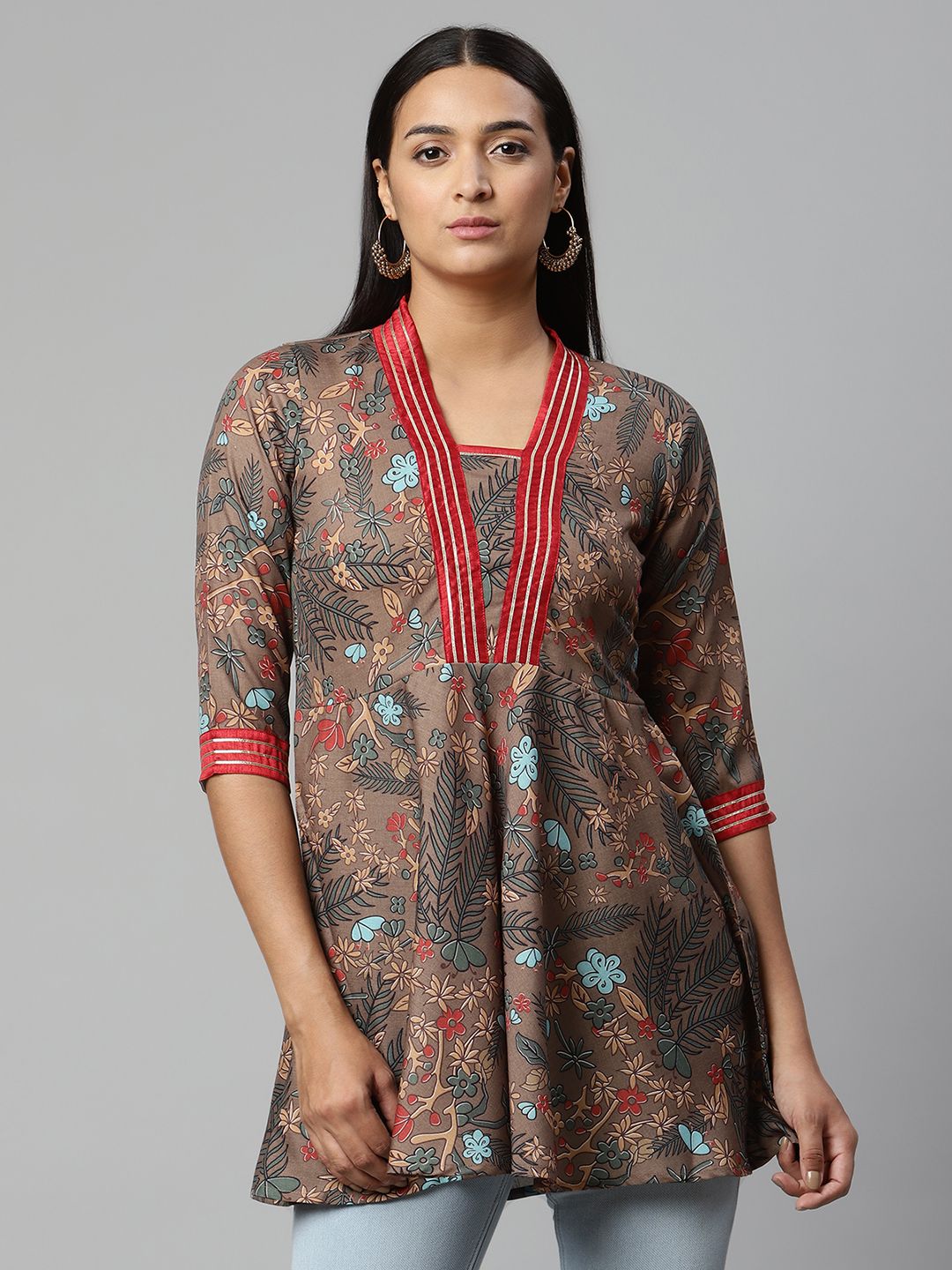 Brown Digital Printed Cotton Tunic