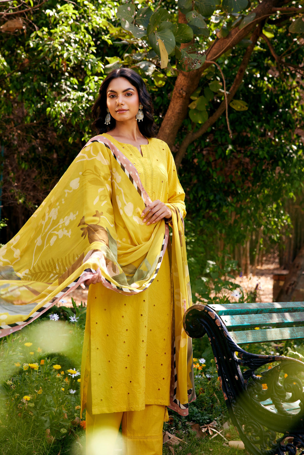 Noor Yellow Shifli Cotton Kurta-Set of 3- IT