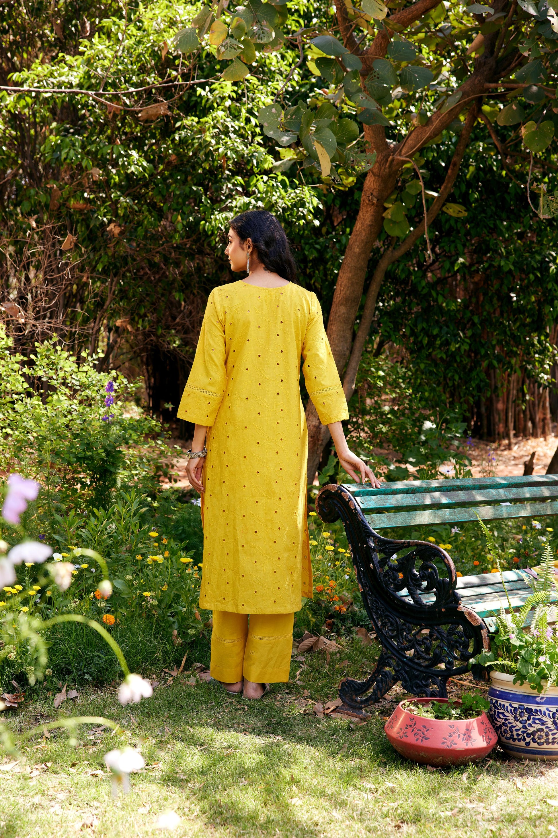 Noor Yellow Shifli Cotton Kurta-Set of 3