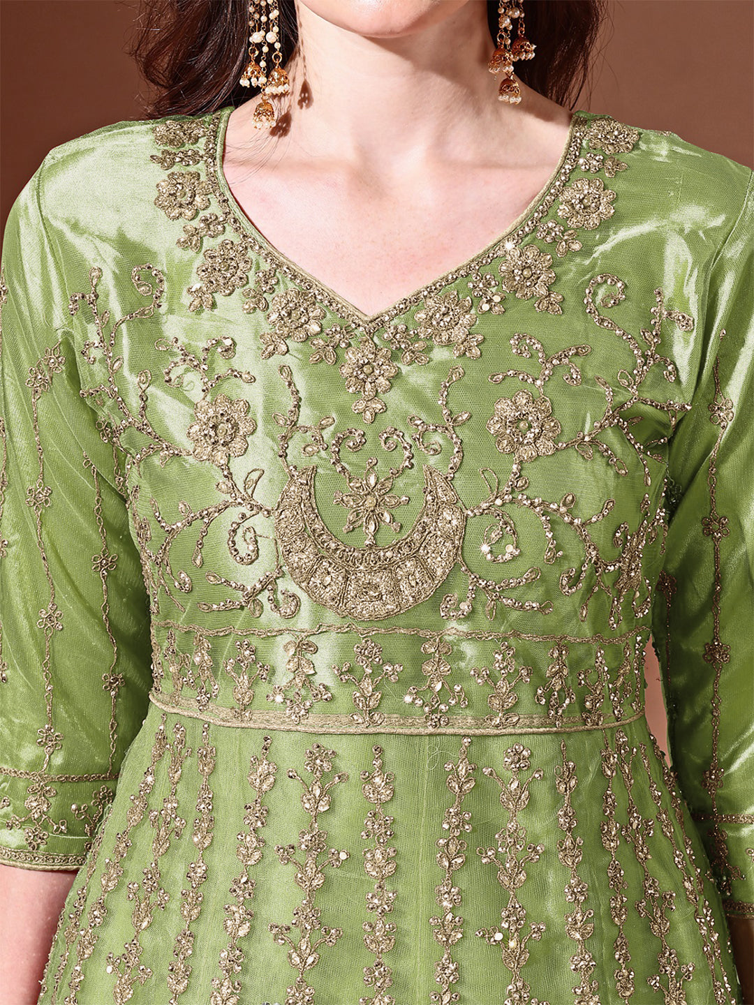 Ahalyaa Embroidered Semi-Stitched Dress Material