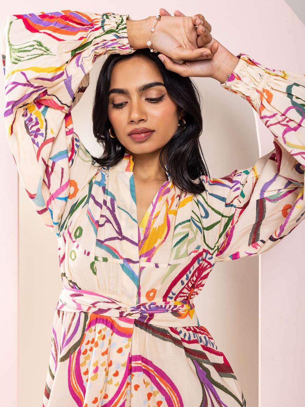 Fig Printed Mini Shirt Dress