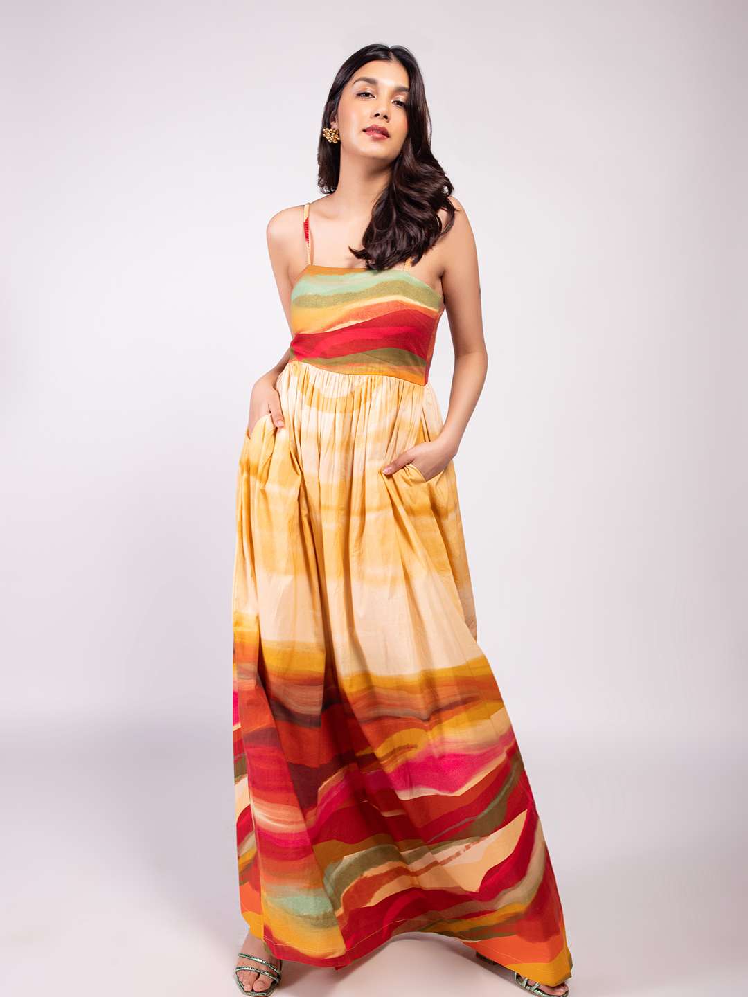 Flow Printed Strappy Maxi Dress