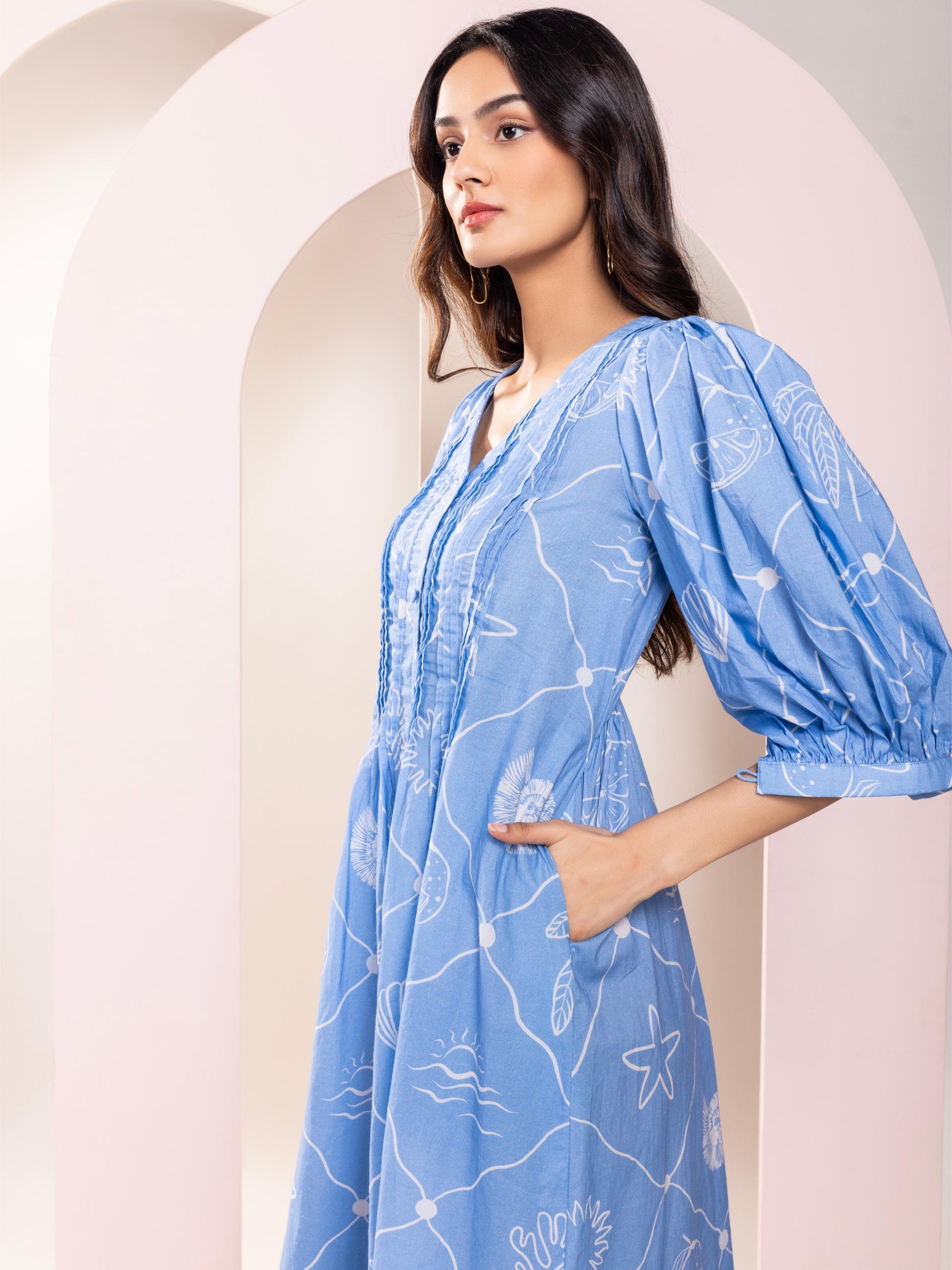 Seascape Blue Midi Dress