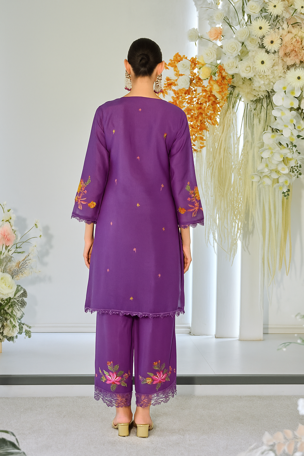 Aditri orchid full work fusion wear co-ord set- AL