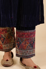 NAVY BLUE CRUSH SUIT WITH WOMEN CHANDERI DUPATTA- II