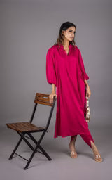 HOT PINK SET WITH EMBROIDERED DHOTI- II