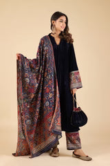 NAVY BLUE CRUSH SUIT WITH WOMEN CHANDERI DUPATTA- II