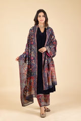 NAVY BLUE CRUSH SUIT WITH WOMEN CHANDERI DUPATTA- II