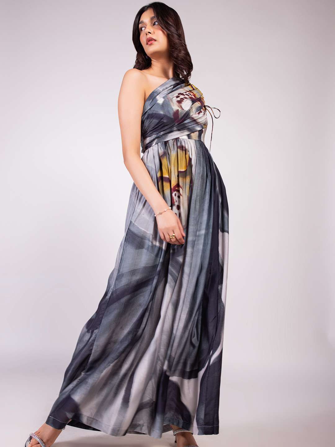 Wildflower Printed One Shoulder Maxi Dress