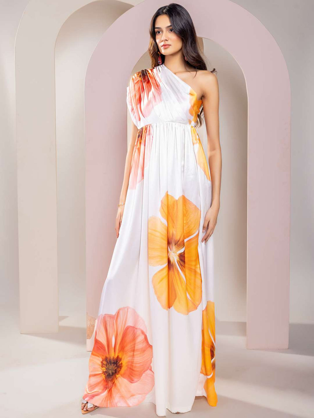 Sunbloom Printed One Shoulder Maxi Dress