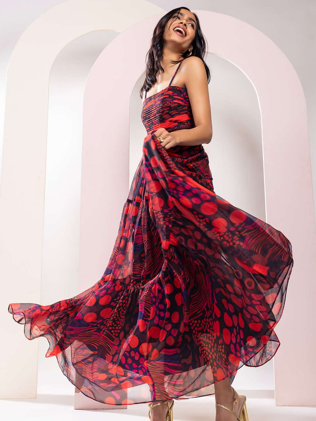 Daze Printed Strappy Maxi Dress
