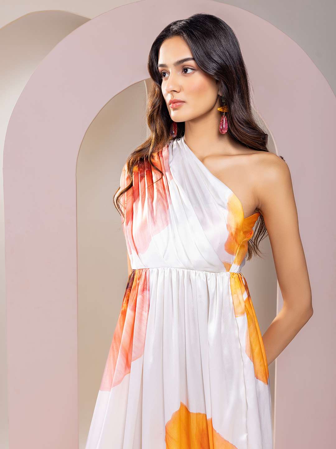 Sunbloom Printed One Shoulder Maxi Dress