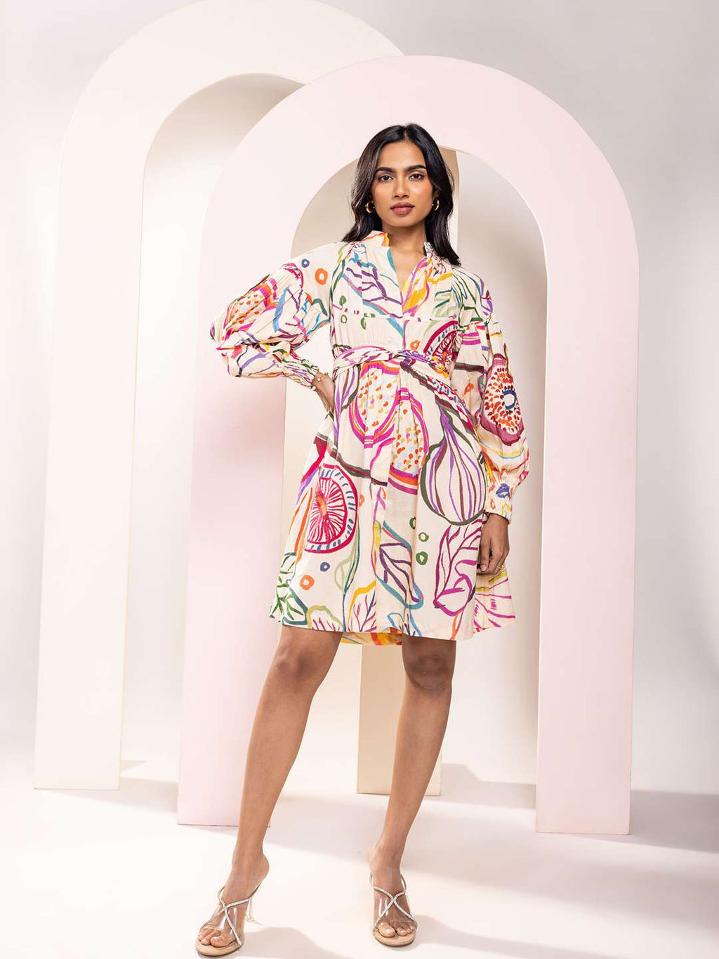 Fig Printed Mini Shirt Dress