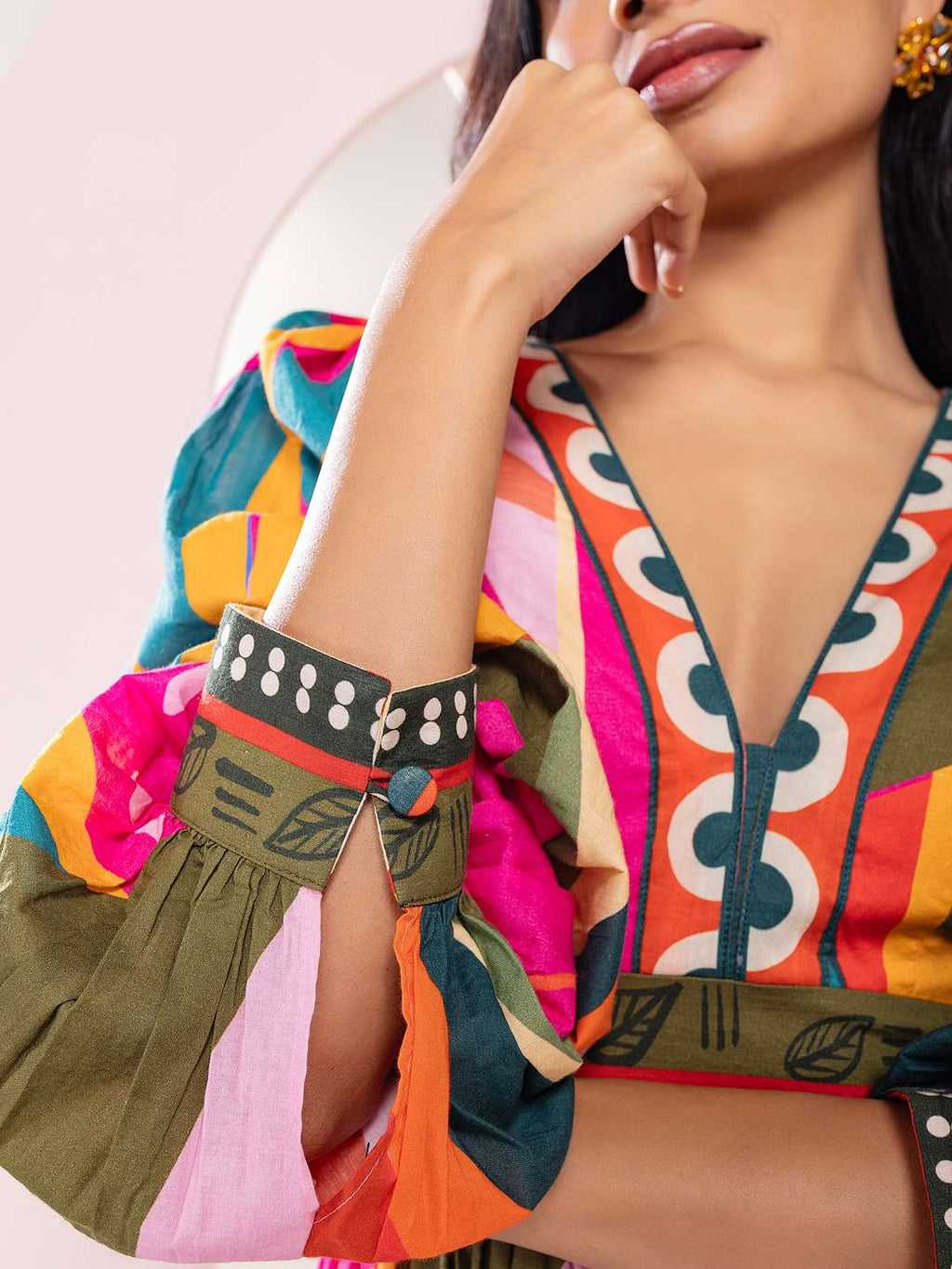 Pinko Printed V neck Dress