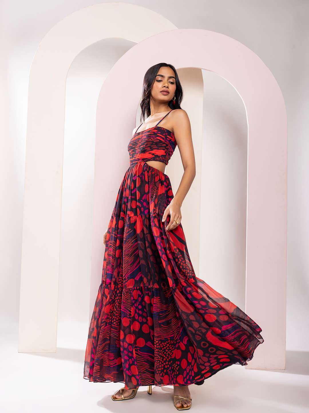 Daze Printed Strappy Maxi Dress