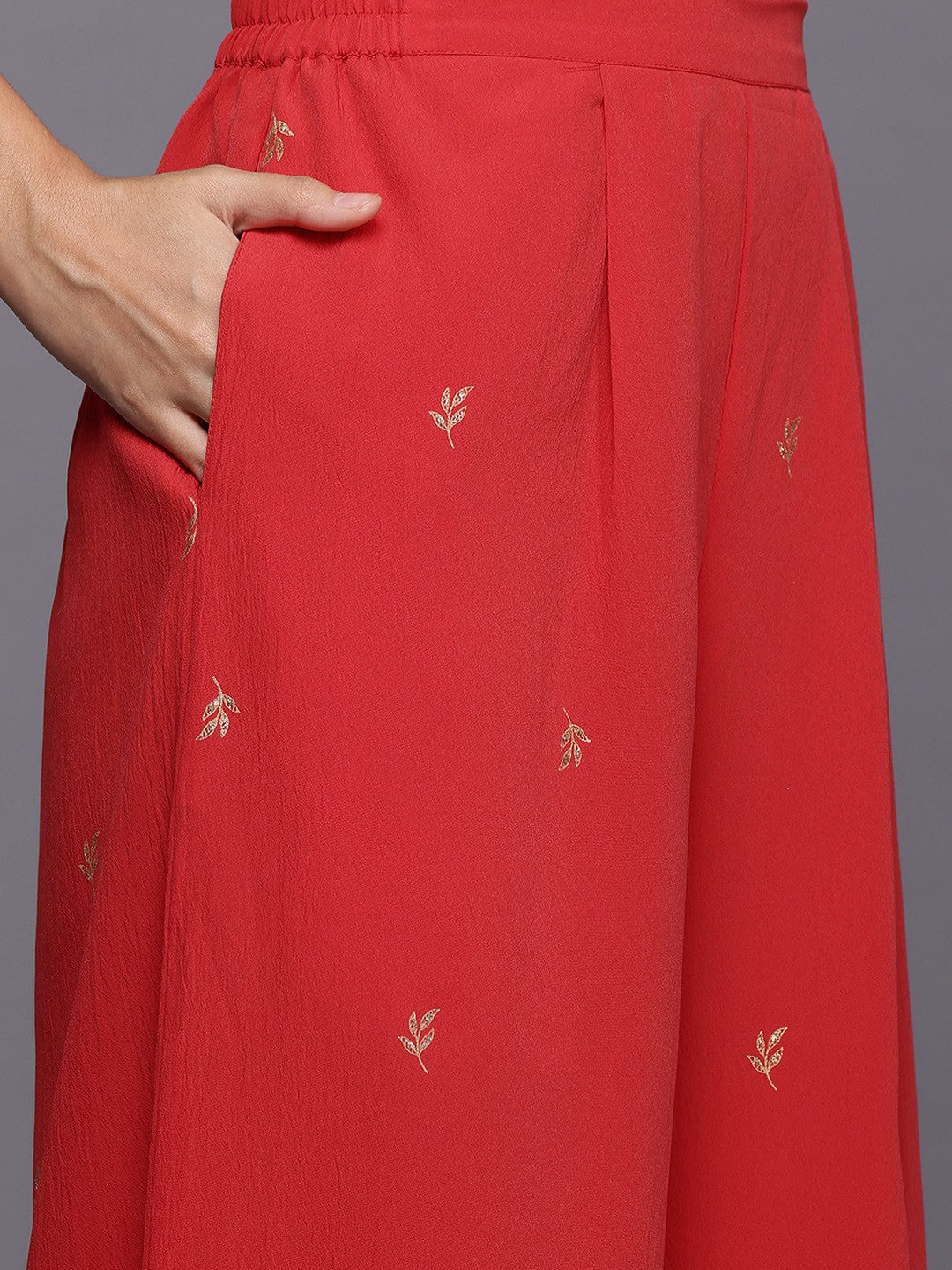 Ethnic Motifs Printed Gotta Patti Kurta With Palazzos & Dupatta