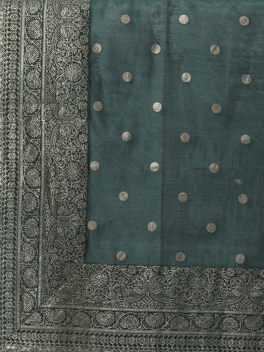 Dark Green Chanderi Solid Kurta With Palazzo And Dupatta Set