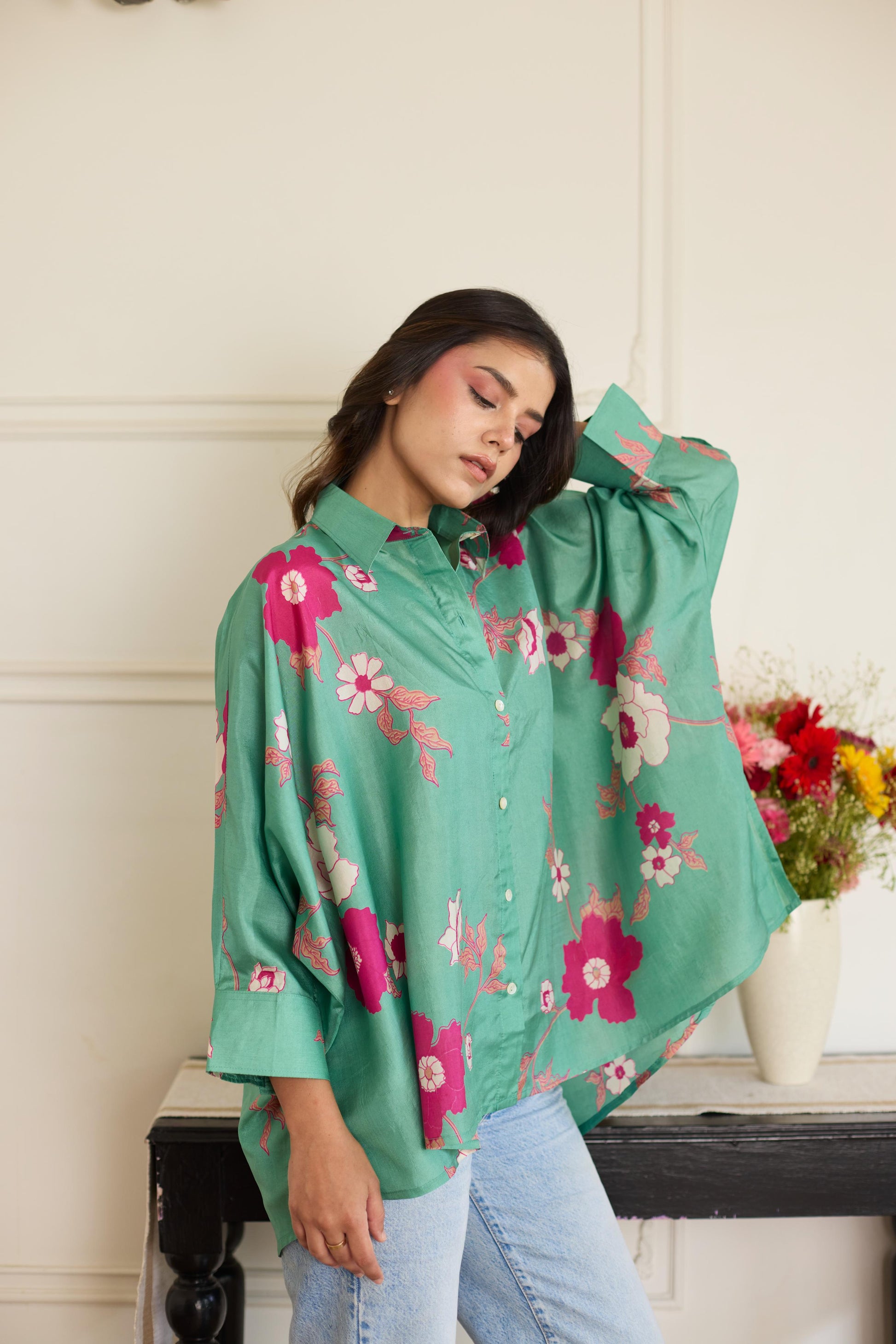 Gia Sea Green Shirt-JA