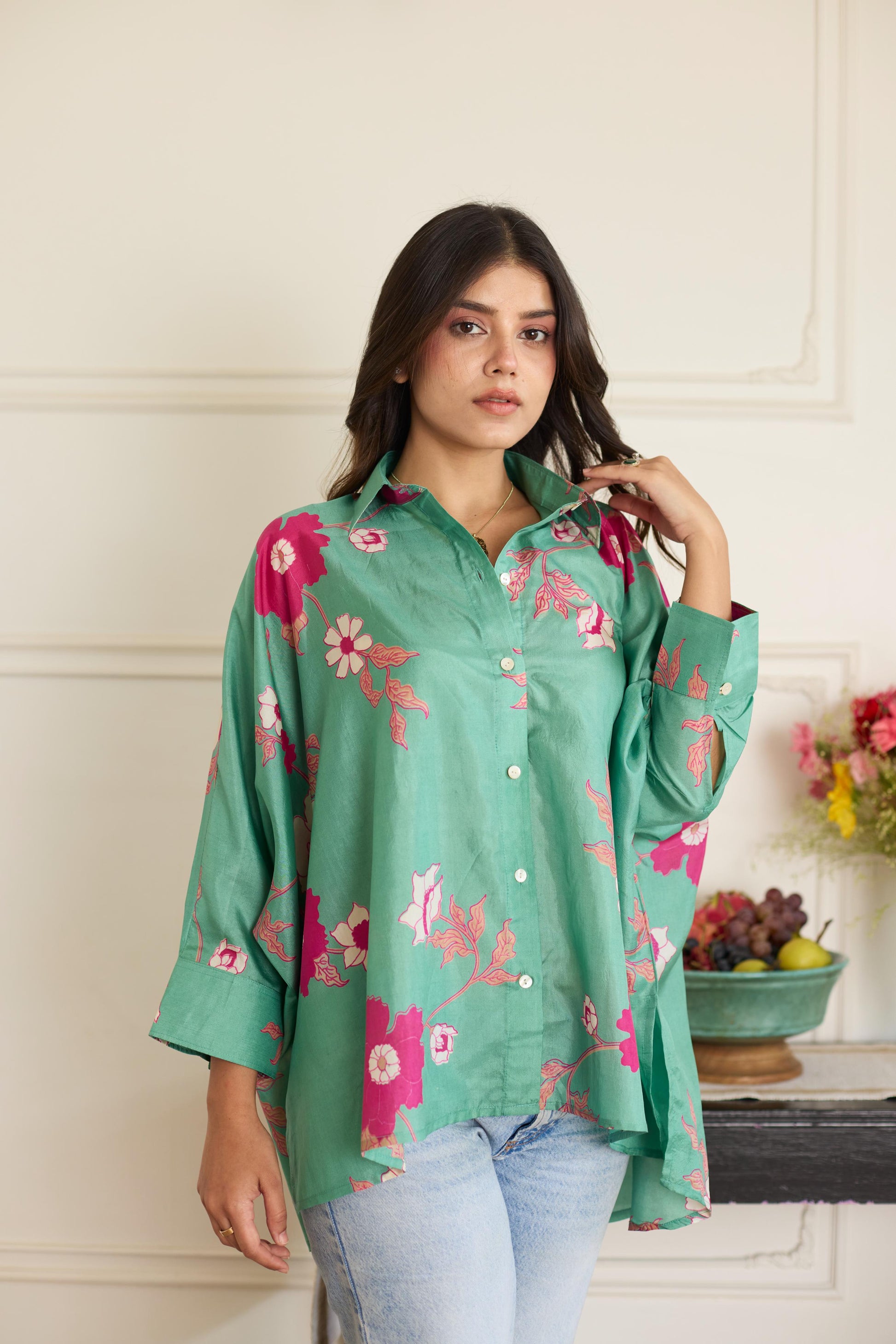Gia Sea Green Shirt-JA