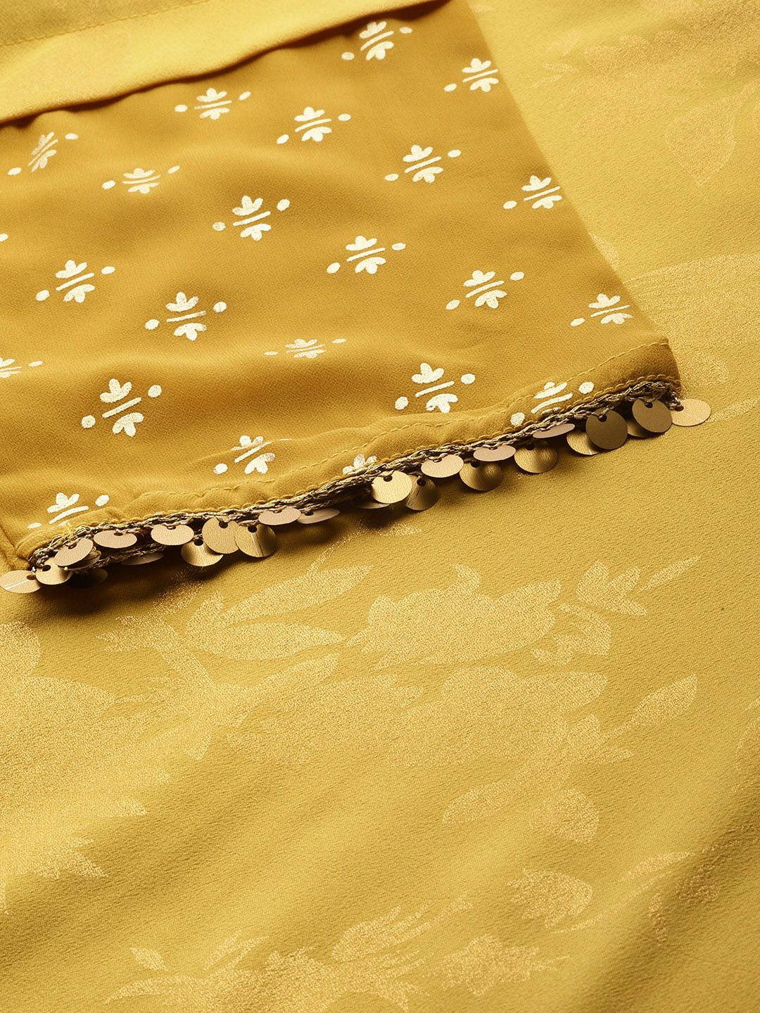 Mustard Yellow Printed Kurta Palazzo Set With Dupatta