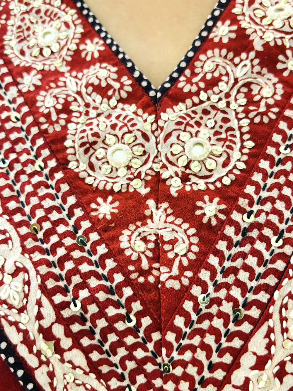 Red Bagh V neck Embroidered Kurta