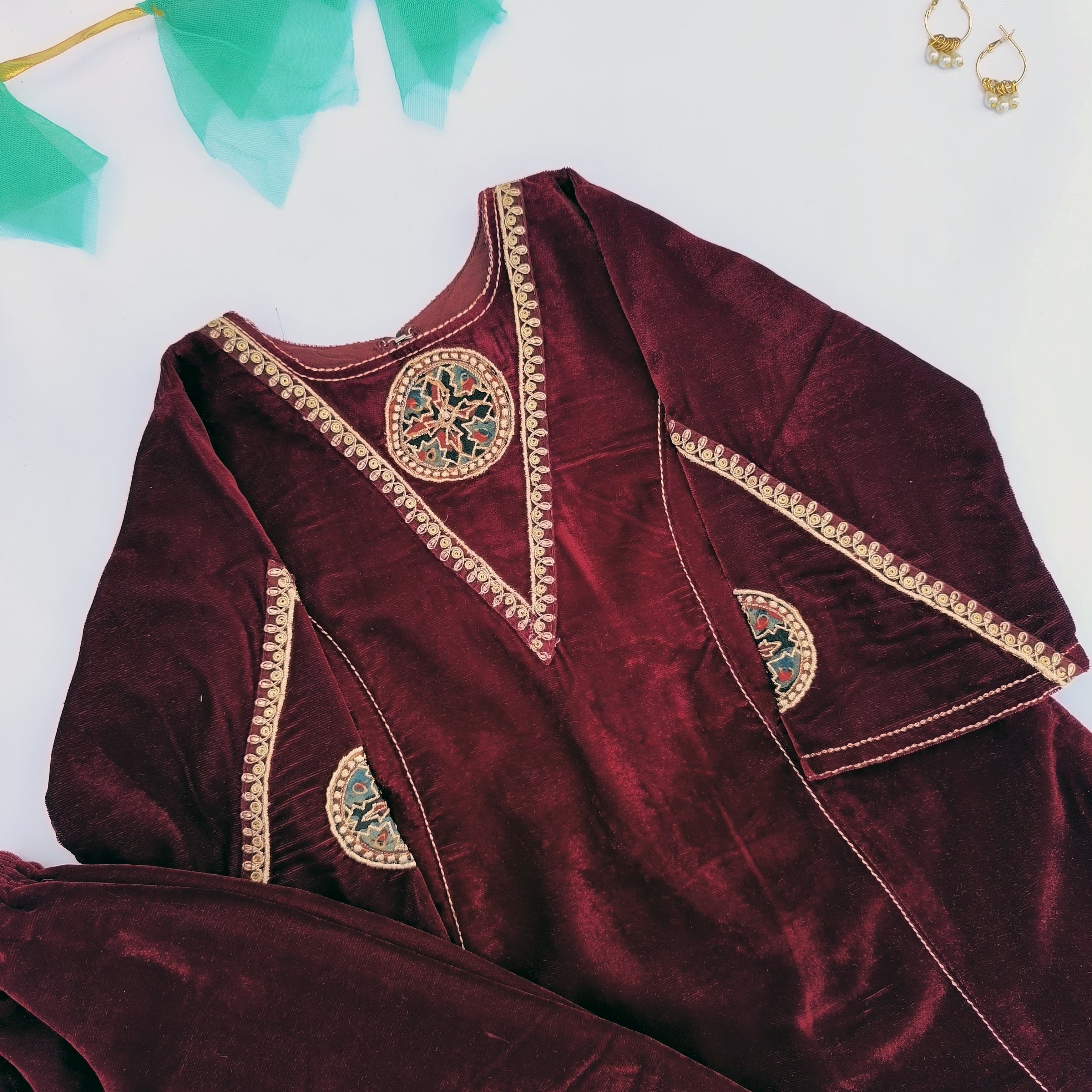 Marron Velvet Cordset for Kids