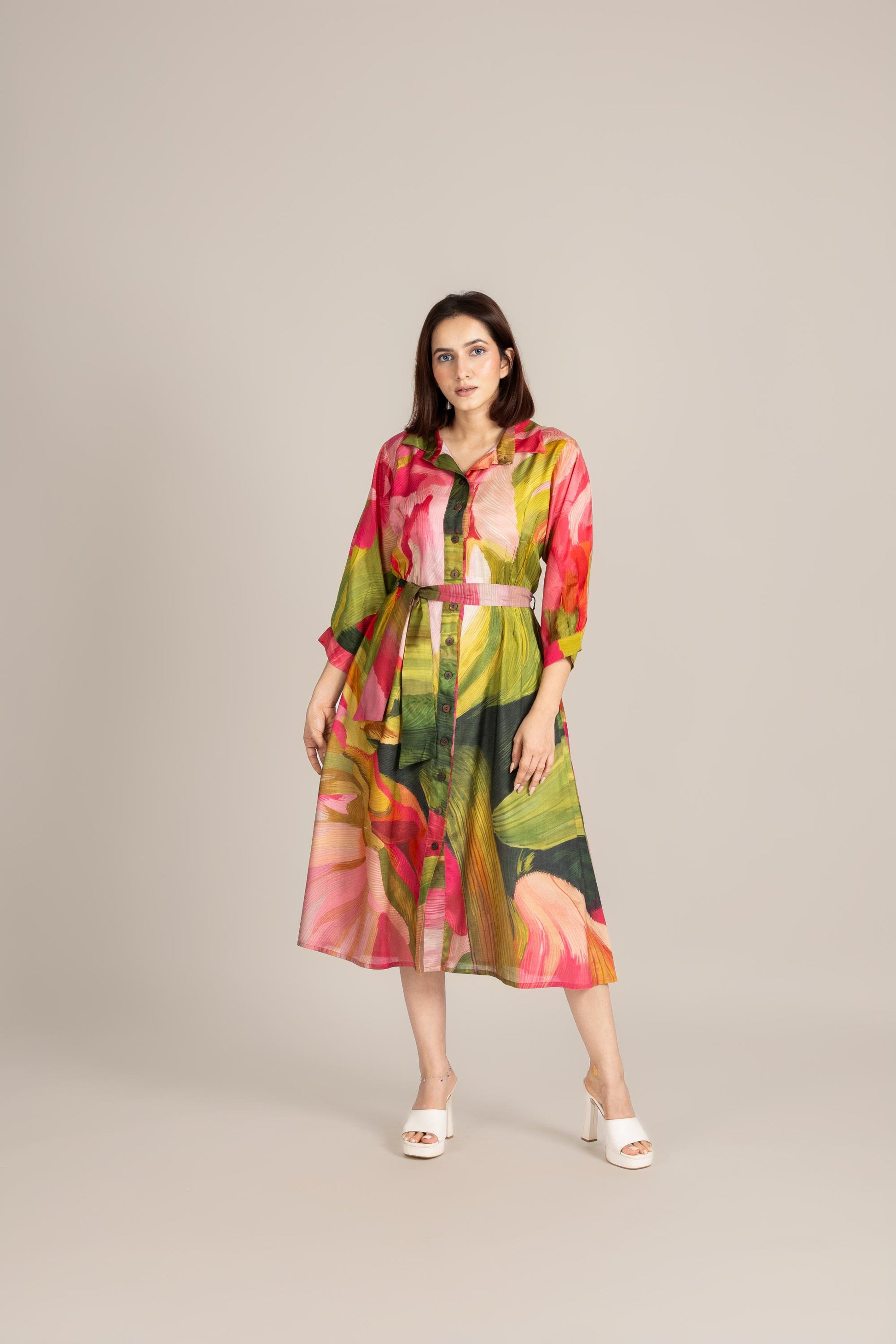 Palm line crest dress- ET