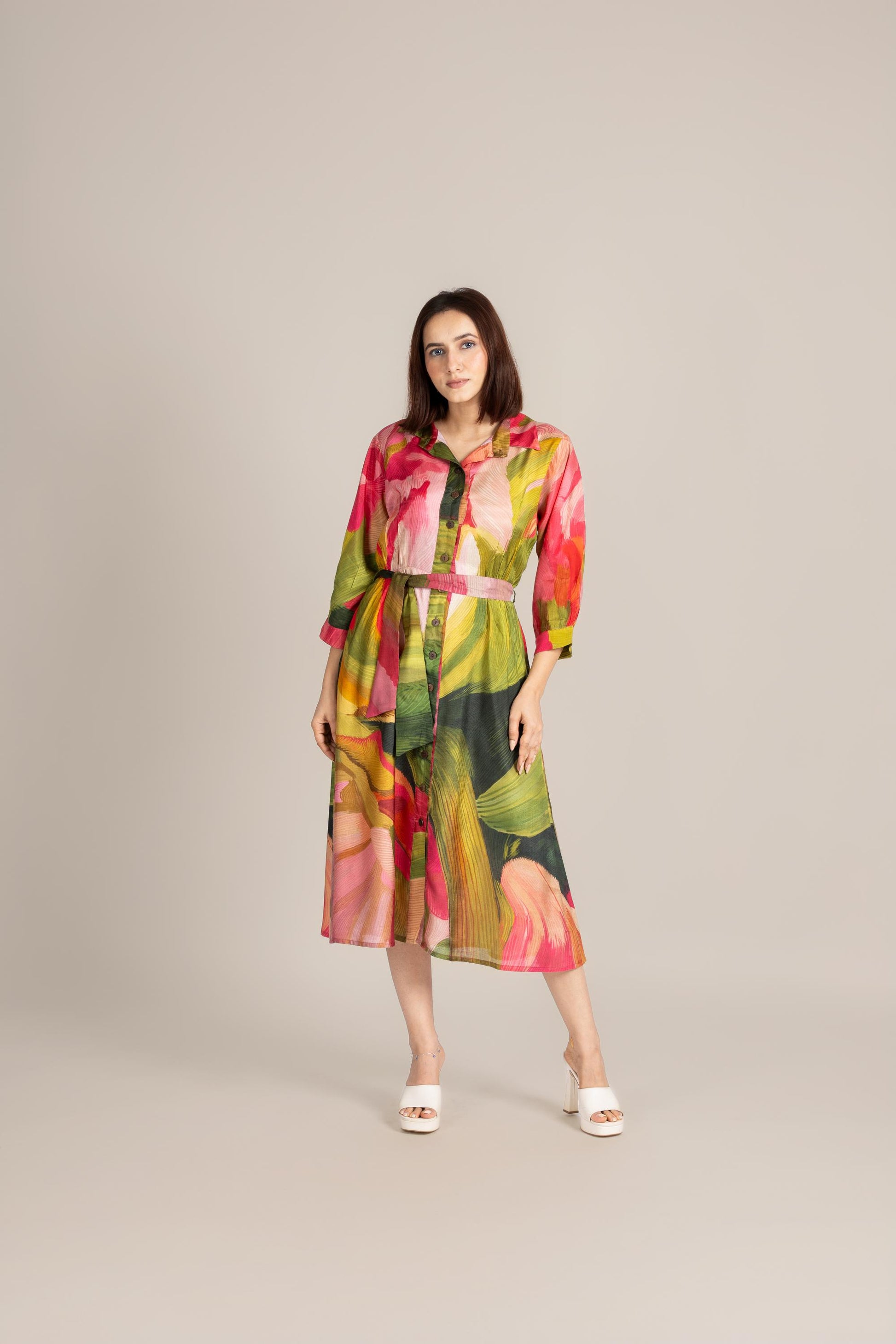 Palm line crest dress- ET