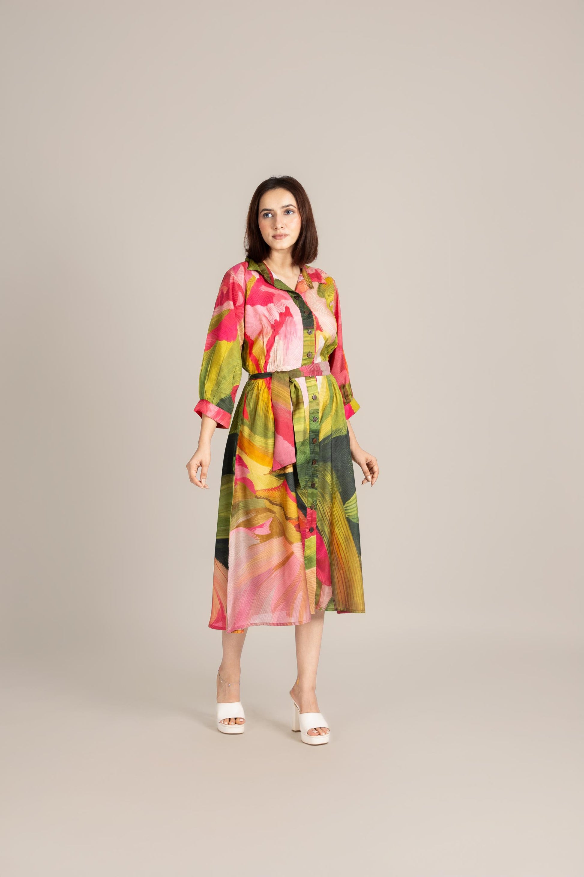 Palm line crest dress- ET
