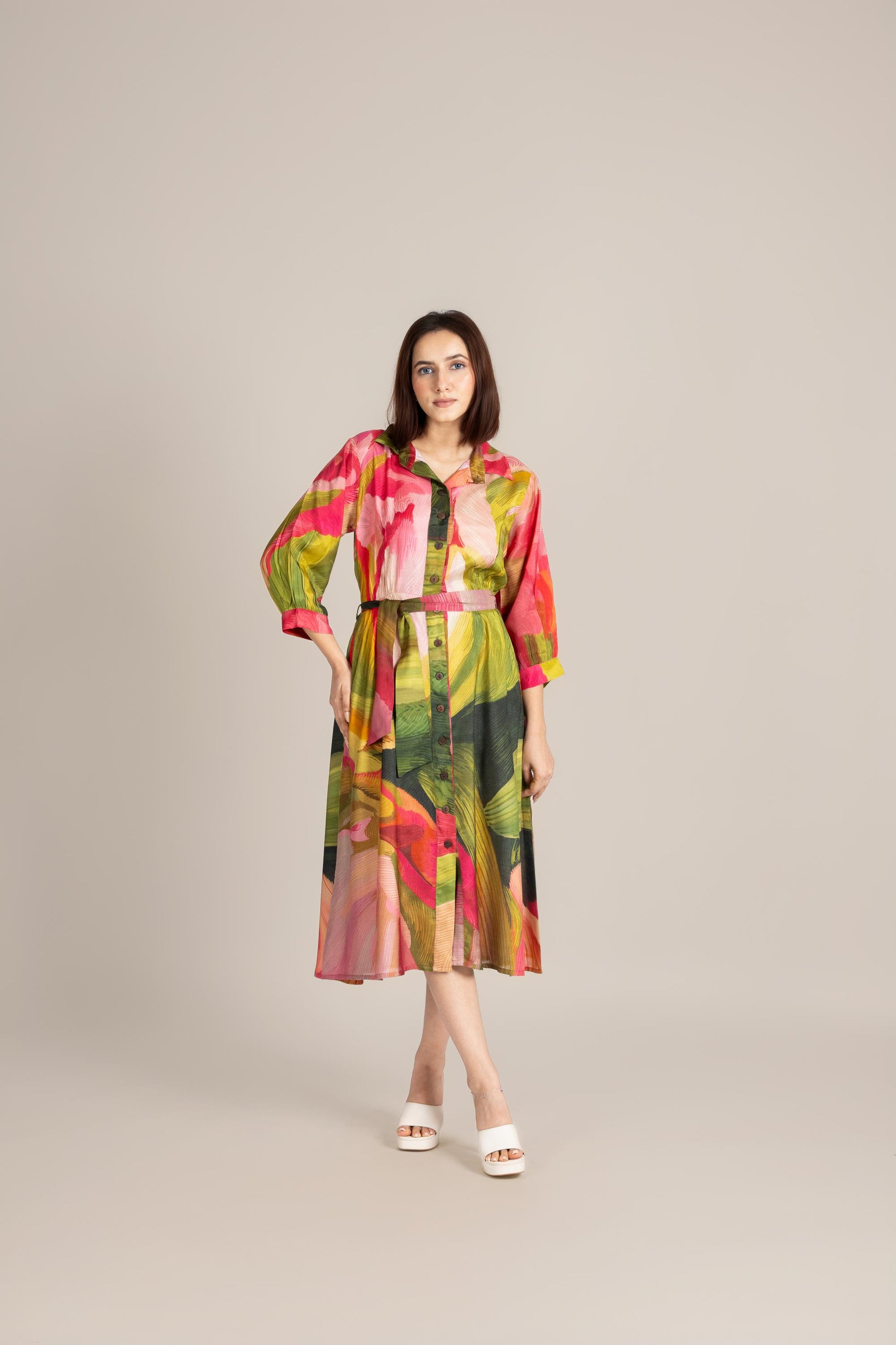 Palm line crest dress- ET