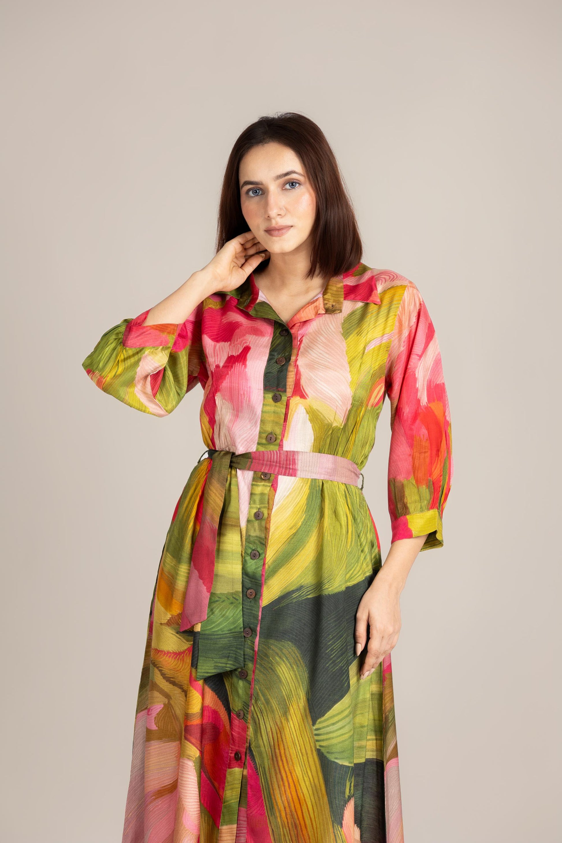 Palm line crest dress- ET