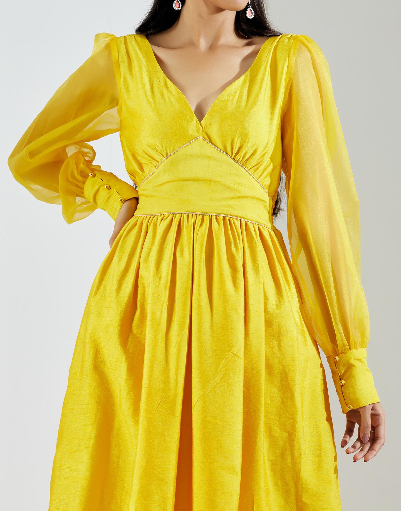 Yellow Electra Kurta Dress with Pant (Set of 2)