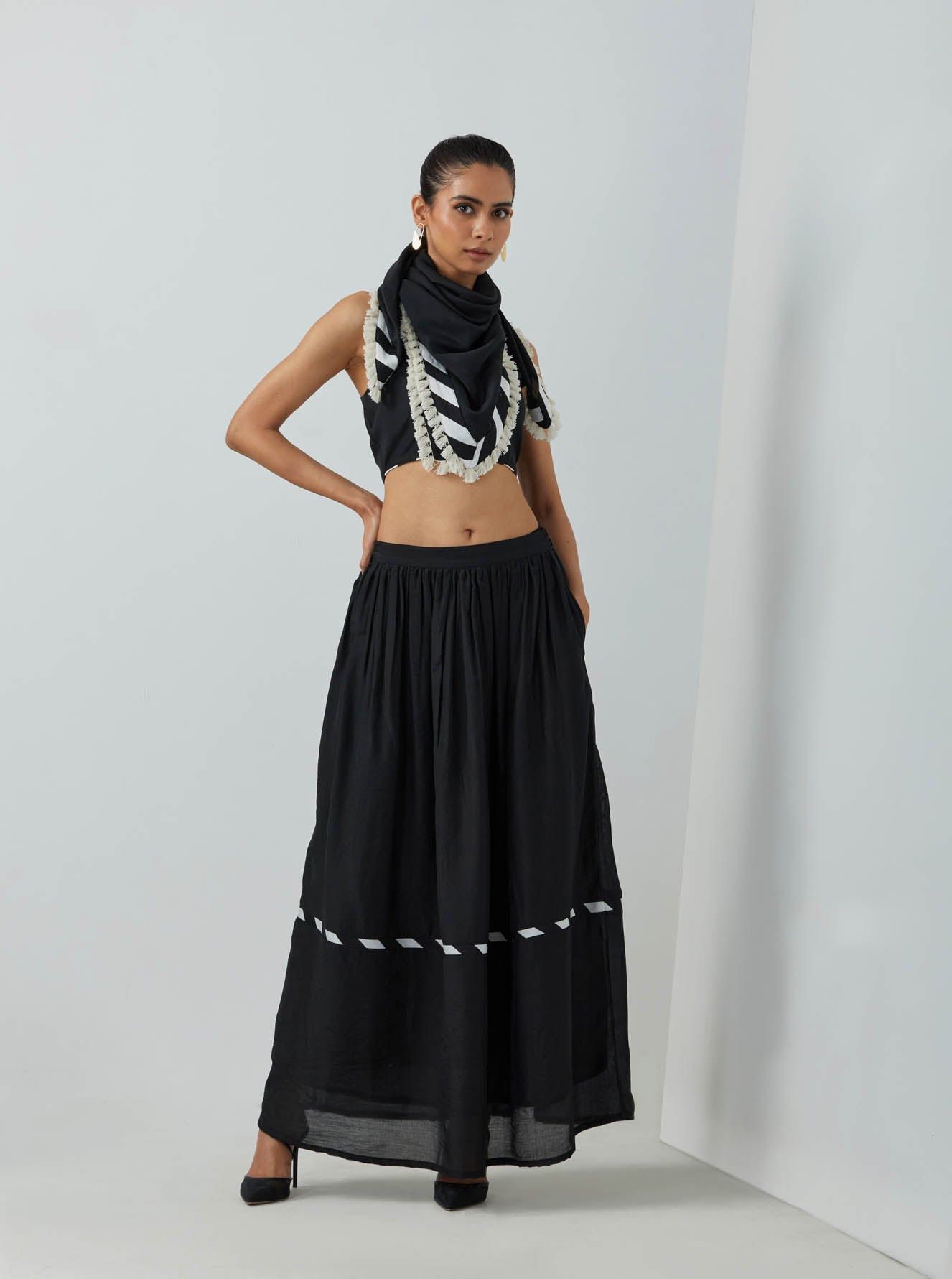 Black Chanderi Scarf