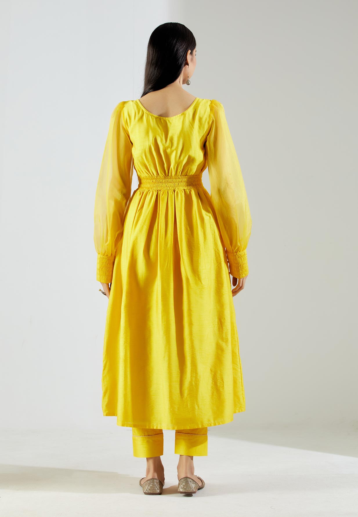 Yellow Electra Kurta Dress with Pant (Set of 2)