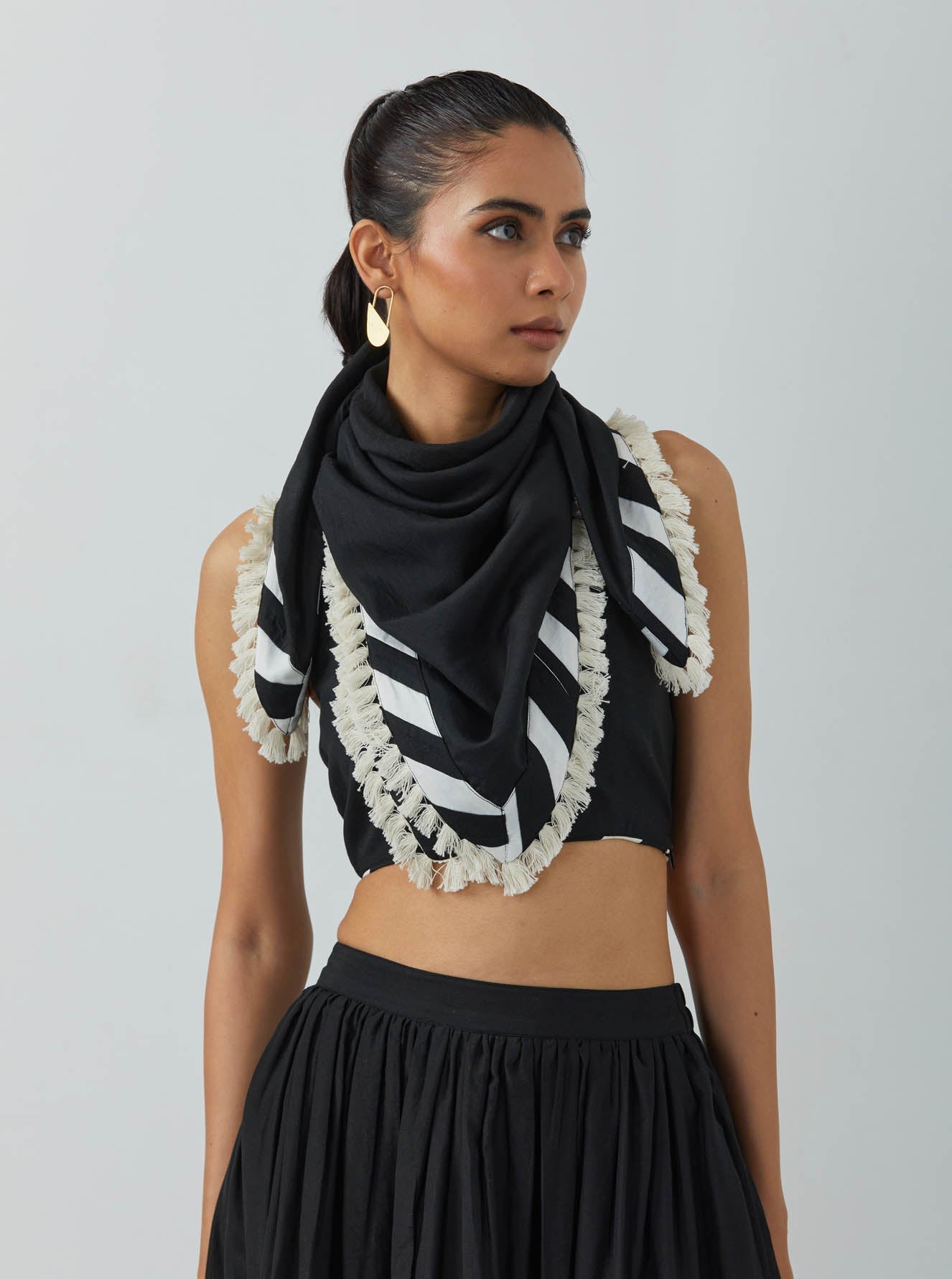 Black Chanderi Scarf